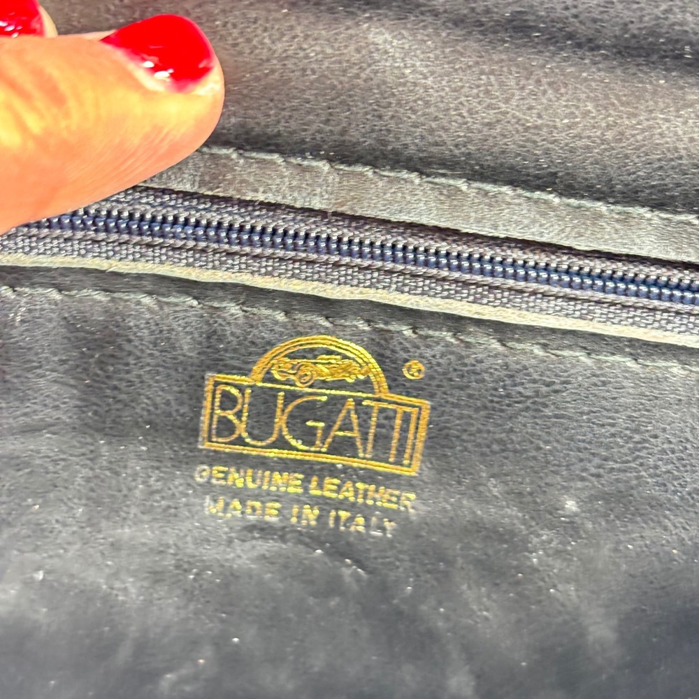 Vintage Buggatti Woven Leather Shoulder Bag Made in Italy Gold Tone Accents Fair - Picture 3 of 10